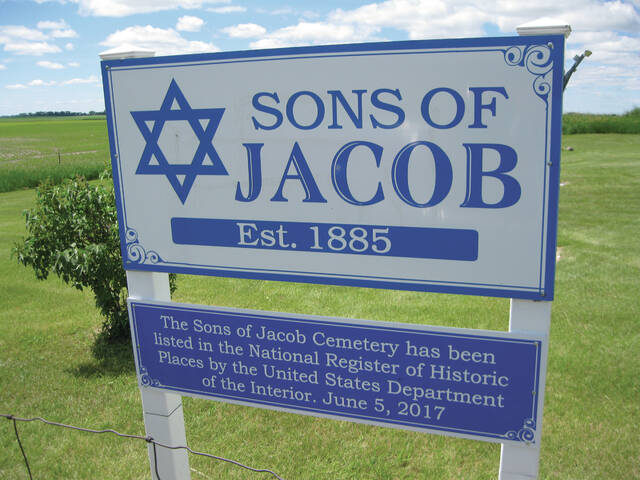 130059126_web1_SoJ-Natl-Sign-7-17--2--mc-
Mike Connor provided this photo of the sign that marks the Sons of Jacob cemetery located north of Devils Lake, not far from Starkweather. It is near where the early Jewish settlers lived and farmed. For more information about the Sons of Jacob cemetery visit www.sojnorthdakota.org