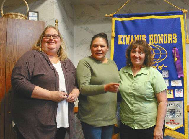 130122098_web1_homeless-vets-pic-
Melandie Deplazes, Kiwanis member, introduced speakers LaRon Ronni Greywater (nee LaRocque) - Region 3 and Darla Ahles - Region 4 from Grand Forks, who were guest speakers at an October Devils Lake Kiwanis Club meeting.