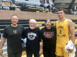 
			
				                                Pictured (left to right): Dustin Brodina, his parents Larry and Rita Brodina, Parker Brodina
 
			
		