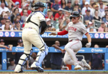 
			
				                                Boston Red Sox designated hitter Roman Anthony scores on a double hit by Alex Bregman during the third inning of baseball game against the Minnesota Twins Tuesday, July 29, 2025, in Minneapolis. (AP Photo/Matt Krohn)
 
			
		