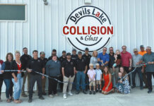 
			
				                                The long awaited Devils Lake Cars Collision & Glass Center, located behind Mr. & Mrs. J’s Restaurant on US Highway 2, held its ribbon cutting with Devils Lake Mayor Jim Moe and the Devils Lake Chamber and Ambassadors present on Friday, Aug. 1. An open house was held at that time complete with tours for the new facitlity. (Photo courtesy DL Chamber)
 
			
		