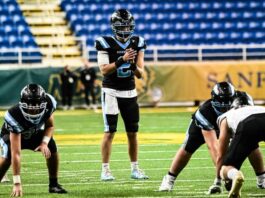 
			
				                                New Rockford-Sheyenne/Maddock quarterback Easton Simon (Photo by Cameron Carlson)
 
			
		