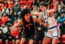 Breaking: Warwick, Minnewaukan to form sports cooperative starting in 2026-27 school year
Warwicks Anthony Touche competes in the 2025 Region 2 boys basketball tournament in Devils Lake. (Photo by Noah Clooten)