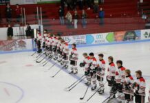 Lake Region sports roundup: Nov. 25 – Dec. 1
The Devils Lake boys hockey team lines up in preparation for their season opener on Nov. 25.
