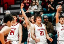 Devils Lake, Four Winds/Minnewaukan both ranked in preseason boys’ basketball poll
The Devils Lake boys basketball team celebrates a shot from the bench. (Photo by Noah Clooten)