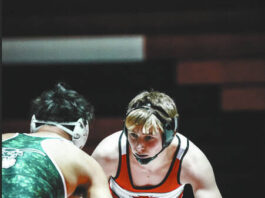 
			
				                                Easton Encinas competes in a home dual. (Photo by Noah Clooten)
 
			
		
