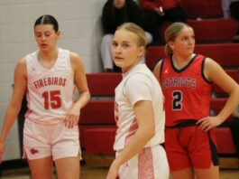
			
				                                Presley Brown prepares to shoot free throws in Devils Lakes game on Jan. 20 against May-Port-C-G. (Photo by Mojo Hill)
 
			
		