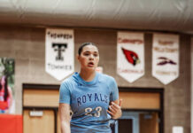 
			
				                                Zoie Austin dribbles down the court for LRSC. (Photo by Cameron Carlson)
 
			
		
