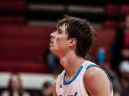 
			
				                                Dane Hagler locks in for a free throw. (Photo by Cameron Carlson)
 
			
		