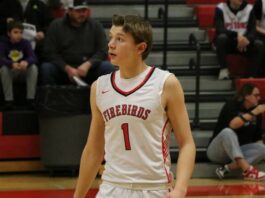 
			
				                                Sophomore guard Ben Brodina led Devils Lake with 28 points on Thursday. (Photo by Mojo Hill)
 
			
		