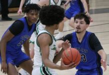 
			
				                                Marial Deng and Tyler Black Jr. lock in defensively for the Indians.
 
			
		