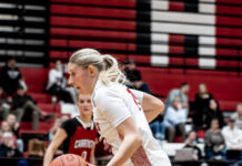 
			
				                                Tylie Brodina drives into the lane. (Photos by Cameron Carlson)
 
			
		