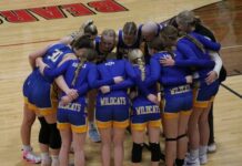 
			
				                                The Benson County girls basketball team comes together in a huddle before a game. (Photo by Mojo Hill)
 
			
		