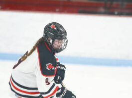 
			
				                                Charly Black scored a goal on Thursday in the Devils Lake girls hockey teams first win of the season. (Photo courtesy Candace Berg)
 
			
		