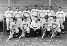 Dakota Datebook: Black History in North Dakota
Bismarcks 1935 national semi-pro championship team, the first integrated team to win a national baseball championship. Kneeling left to right are Joe Desiderato, Al Leary, Neil Churchill, Dan Oberholzer, and Ed Hendee. Standing left to right are Hilton Smith, Red Haley, Barney Morris, Satchel Paige, Moose Johnson, Quincy Troupe, and Double Duty Radcliffe. (Photo provided by UND Today)