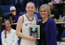 
			
				                                Aubrey Kenner accepts her District 4 Senior Athlete of the Year award. (Photos by Mojo Hill)
 
			
		
