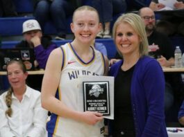 
			
				                                Aubrey Kenner accepts her District 4 Senior Athlete of the Year award. (Photos by Mojo Hill)
 
			
		