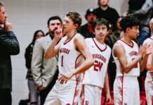 
			
				                                Ben Brodina is announced in the starting lineup for Devils Lake. (Photo by Cameron Carlson)
 
			
		