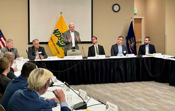 Here Senator John Hoeven is shown speaking at a meeting at MDSU. (Photo from DLJ archive)