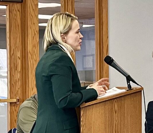
			
				                                Brittney Blake, corporate counsel for Altru Health System, appeared before the Devils Lake City Commission to discuss Altrus participation in a federal drug discount program via a Memorandum of Understanding.
                                 PHOTO BY MARK C. ROBINSON

			
		