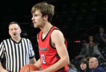 North Star, Nelson County win state consolation semifinals
Hunter Hagler looks to pass during North Stars state qualifier game in Fargo. (Photo by Mojo Hill)