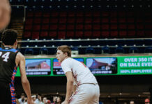 
			
				                                Ben Brodina dribbles while looking for a pass against Dunseiths pressure.
 
			
		