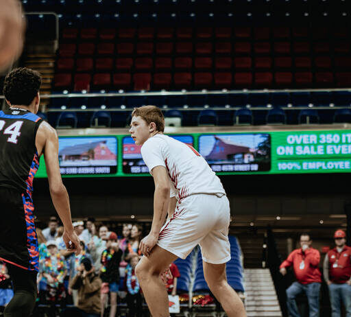 
			
				                                Ben Brodina dribbles while looking for a pass against Dunseiths pressure.
 
			
		
