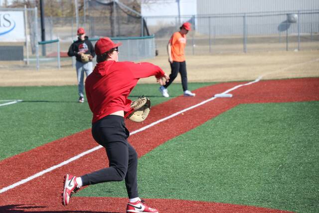 Catcher Will Heilman throws down to second base.
                                 Photo by Mojo Hill