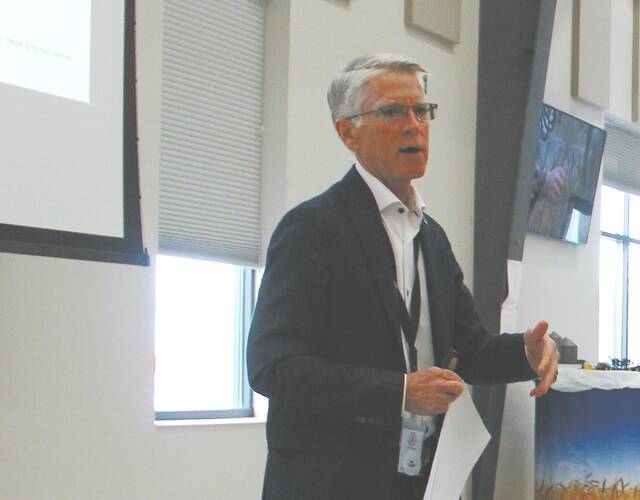 Pat Traynor, Commissioner ND Health Human Services gave a quick-paced presentation on some of the possibilities that either are now, or will soon be, available for funding a transformation of Rural Health Care in North Dakota.
                                 Photos by Louise Oleson, DLJ