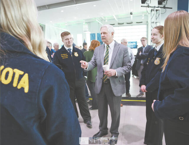 Senator John Hoeven speaks with NDSU students.
                                 Photo courtesy of Sen. John Hoeven’s office