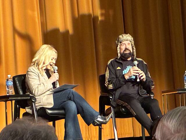 Stormare participates in a post-screening Q&A with Shirley Hughes, CEO of Visit Fargo-Moorhead.
                                 Photo by Mojo Hill