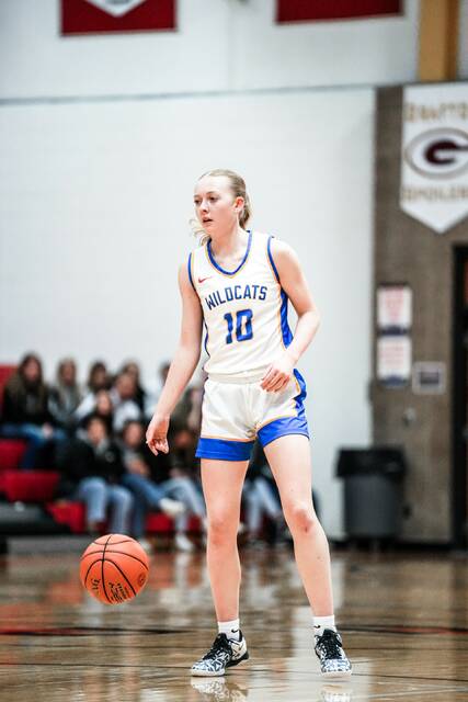 Benson Countys Aubrey Kenner controls the ball near halfcourt at the Devils Lake Sports Center.
                                 Photo by Noah Clooten