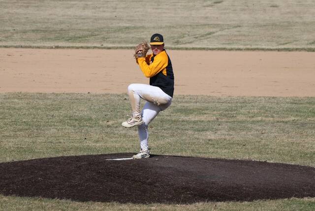 Tucker Omdahl focuses while delivering a pitch for Park River Area.
                                 Photo by Mojo Hill