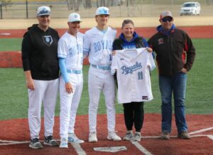 Beau Brodina plays his final baseball game in Devils Lake