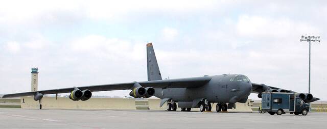 One of 35 B-52 bombers housed at the Minot Air Force Base is serviced Friday, May 13, 2005, in Minot, N.D.
                                 AP File Photo