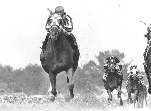 Jockey Ron Turcotte rides Secretariat during the 99th Kentucky Derby at Churchill Downs in Louisville, Ky., on May 5, 1973.
                                 AP Photo/Bob Daugherty, File