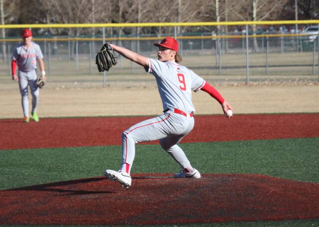 Cayden McCarthy extends his body as he works through his windup.
                                 Photo by Mojo Hill
