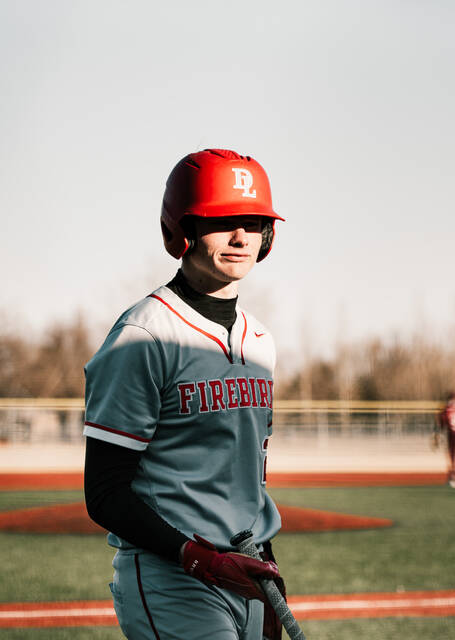 Henley Driessen looks towards the dugout before his at-bat.