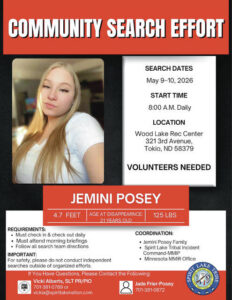 Spirit Lake Tribe conducts new search for Jemini Posey