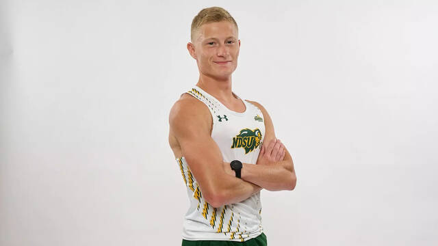 Brady Goss poses in his NDSU track and field uniform.
Photo courtesy of NDSU Athletic Communications