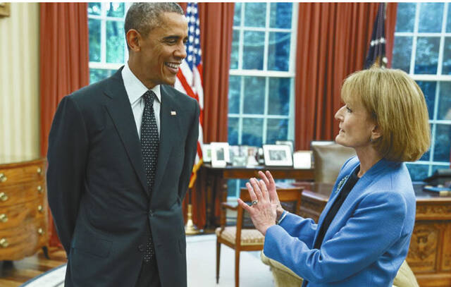 Barack Obama with Mary Wakefield.
                                 Photo courtesy Mary Wakefield