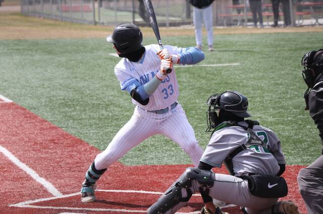 LRSC baseball player Lucas Lyons locks into his batting stance.
                                 Photo by Mojo Hill