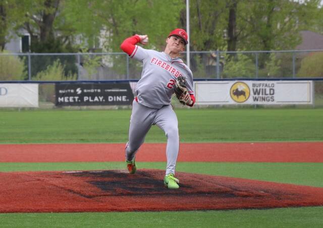 Mason Palmers throws a pitch during the 2026 Eastern Dakota Conference baseball tournament at Starion Bank Field.
                                 Photo by Mojo Hill