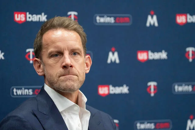 Minnesota Twins Tom Pohlad speaks during a baseball news conference in Minneapolis, Wednesday, Dec. 17, 2025.
                                 Alex Kormann/Star Tribune via AP
