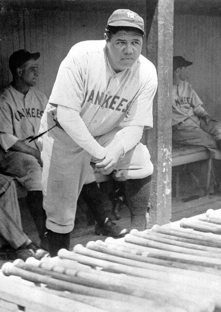In this July 1929 file photo, New York Yankees Babe Ruth stands in the dugout during the baseball teams game at Cleveland. Nine years earlier, Ruth broke his season record of 29 home runs, ending the season with 54.
AP Photo, File