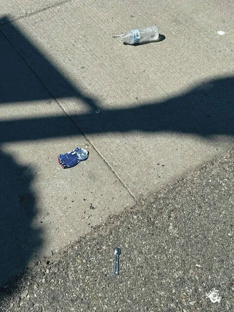 Photos posted on Facebook by Devils Lake City Commissioner Jason Pierce of alleged drug paraphernalia, including a hypodermic needle and a small measuring spoon several feet away, found in the parking lot south of the 20/20 Eye Care clinic on 211 4th St NE.
                                 Photos courtesy of Jason Pierce
