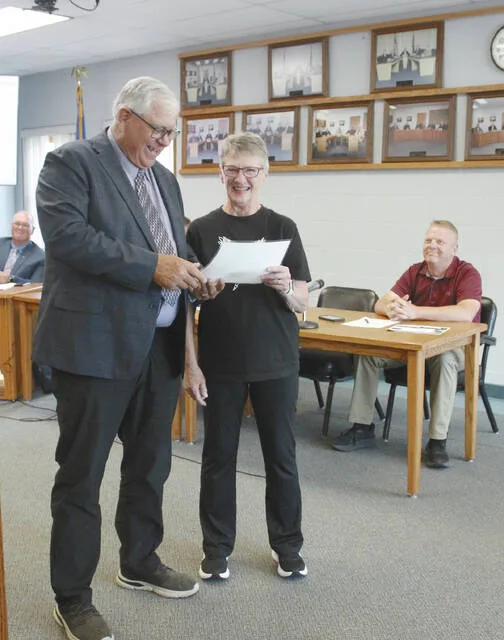 Helen Carlson was recognized and thanked for her 35 years working for the City of Devils Lake Engineering Department.
Photos by Louise Oleson, DLJ