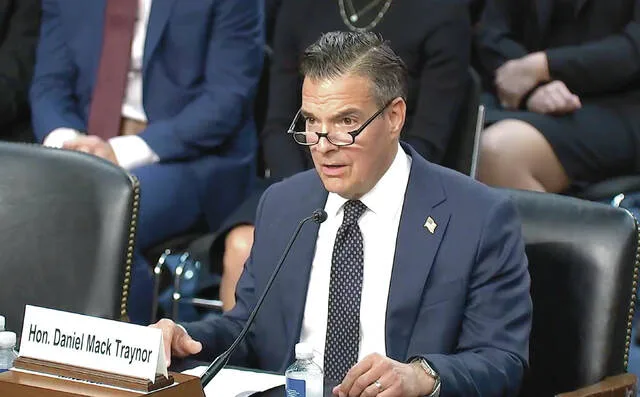 U.S. District Court Judge Dan Traynor answers questions from senators during a hearing for his nomination to the 8th Circuit Court of Appeals on Wednesday, June 10, 2026.
                                 Screenshot / Senate Judiciary Committee website