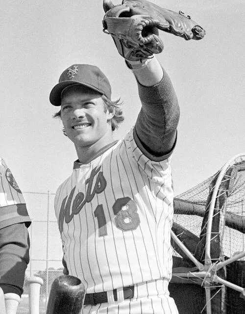 Joel Youngblood at the New York Mets spring training camp in St. Petersburg, Fla., on Feb. 26, 1981. The following year on Aug. 4, 1982, he would earn the distinction of being the only player in major league history to play and get hits for two different teams in two different cities on the same day.
                                 AP File Photo/Harry Harris
