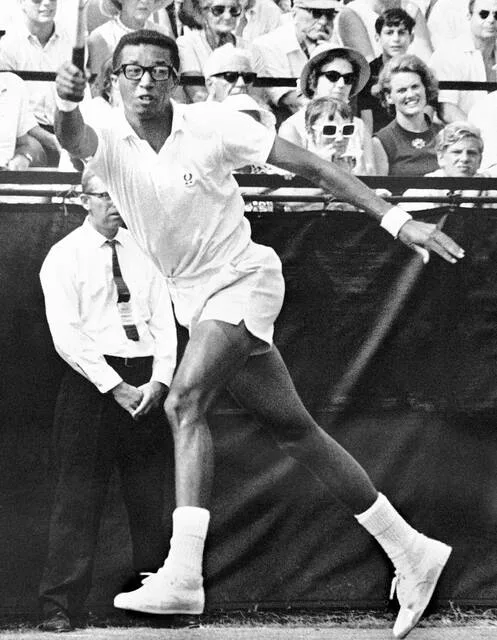 Arthur Ashe, then a 25-year-old Army lieutenant stationed at West Point, wore down Bob Lutz of USC to become the first African American to win the U.S. Mens Singles title in the 88th National Tennis Championships at Longwood in Brookline, Mass. on Aug. 25, 1968.
AP File Photo